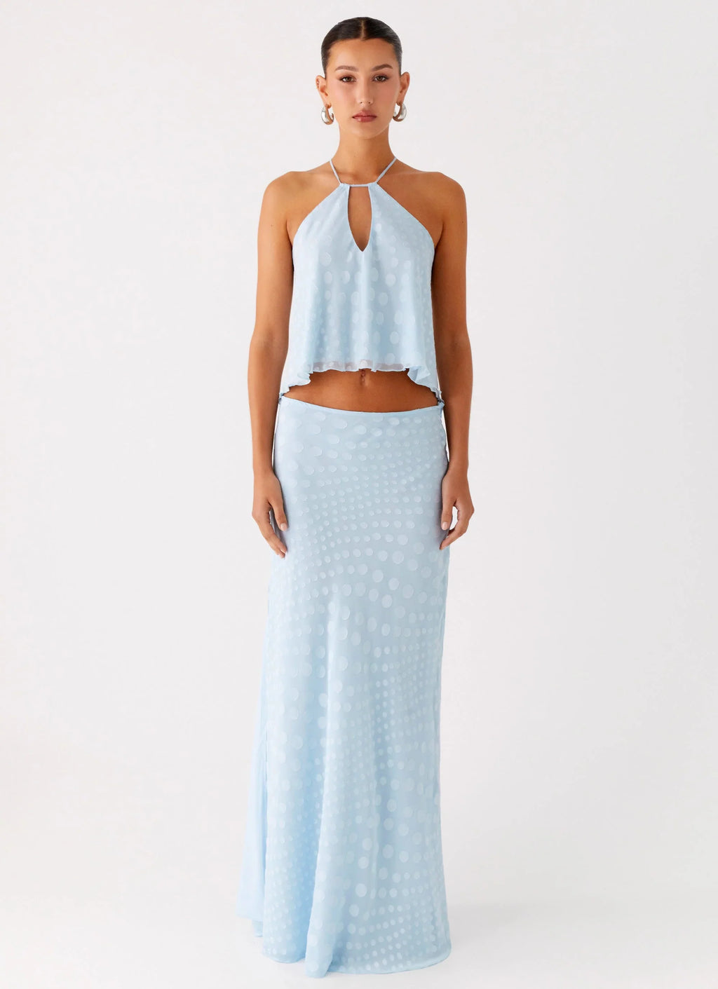 Mena Chiffon Spot Top - Blue