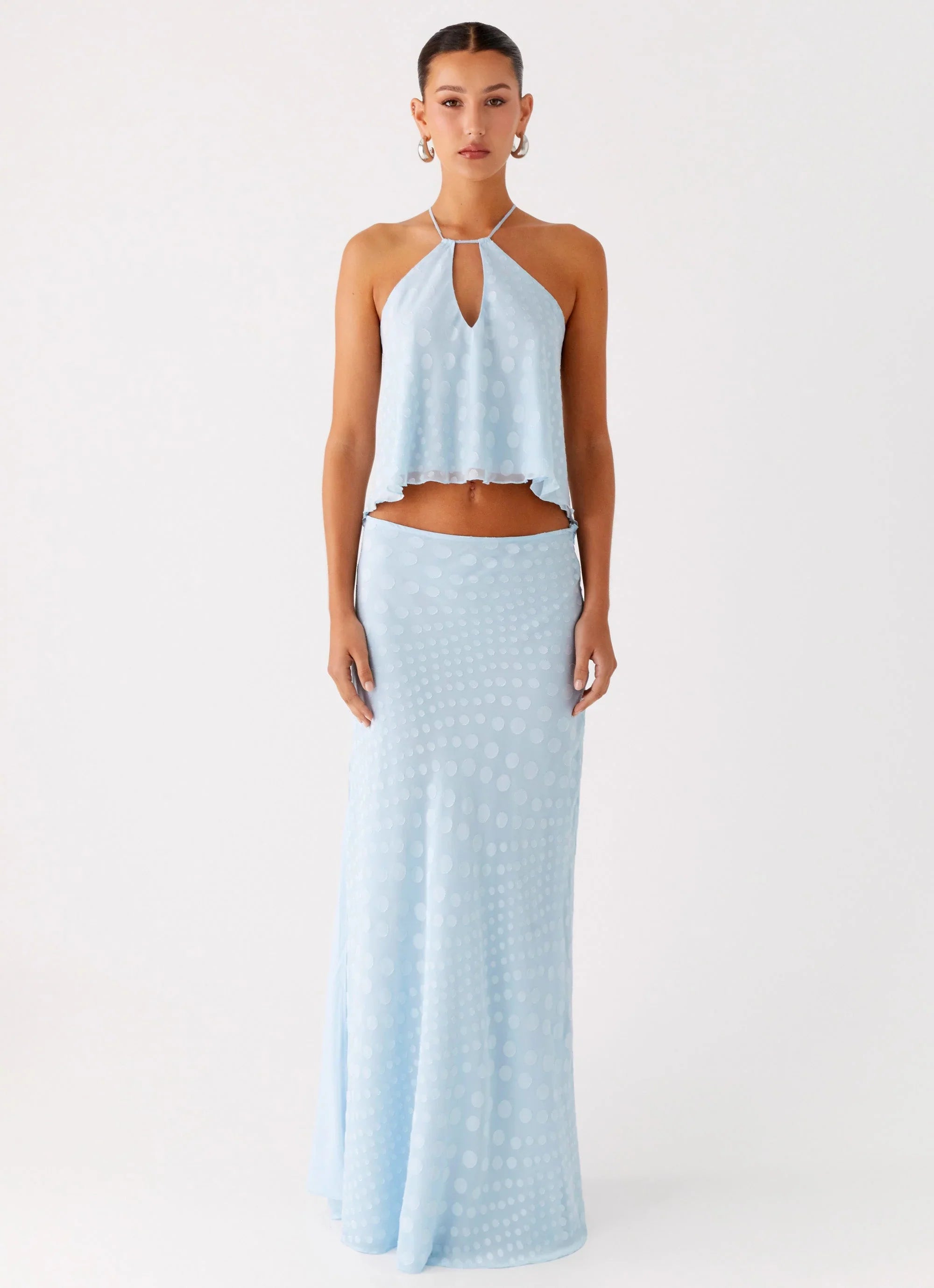 Mena Chiffon Spot Top - Blue