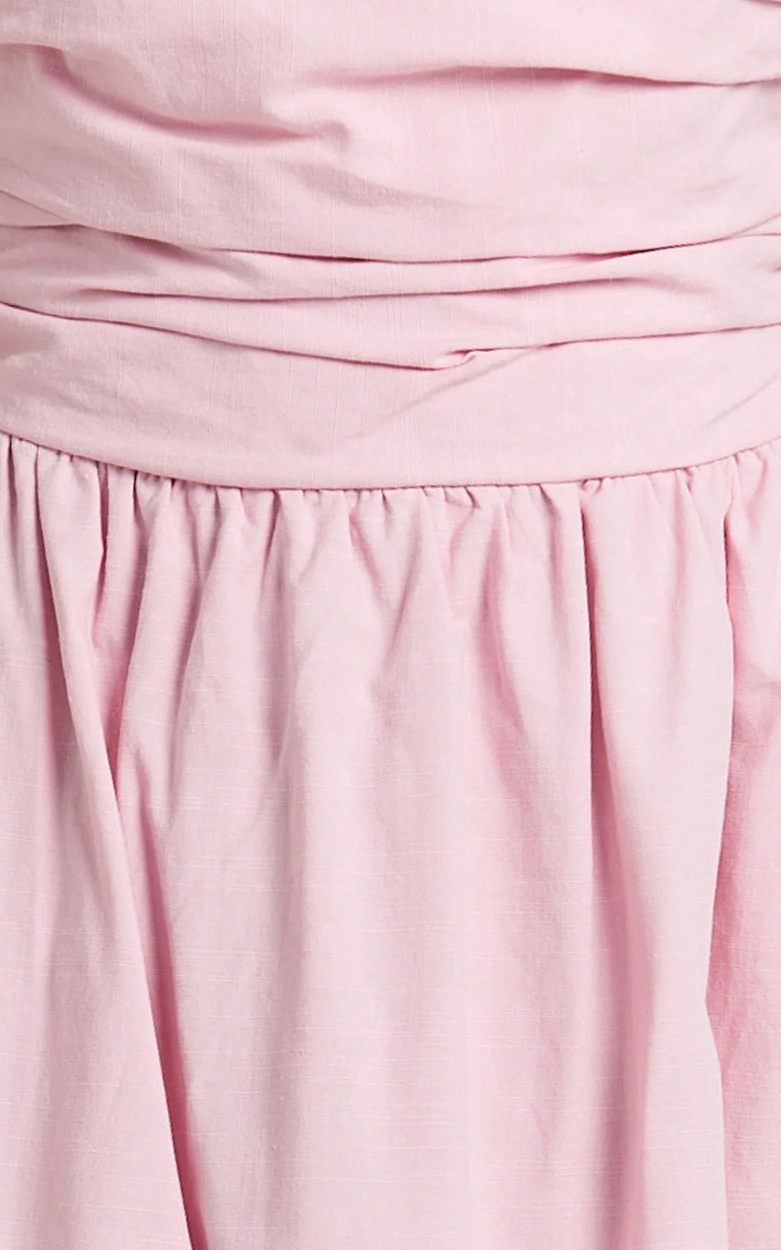 Polly Midi Dress - Strapless Ruched Dress in Pink