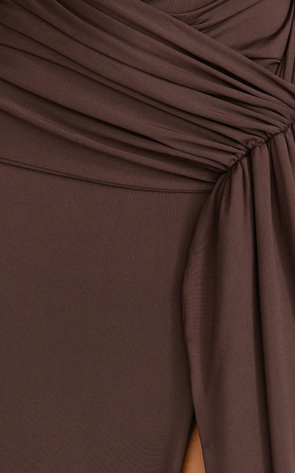 Coraline Maxi Dress - High Neck Sleeveless Draped Sash Dress in Chocolate