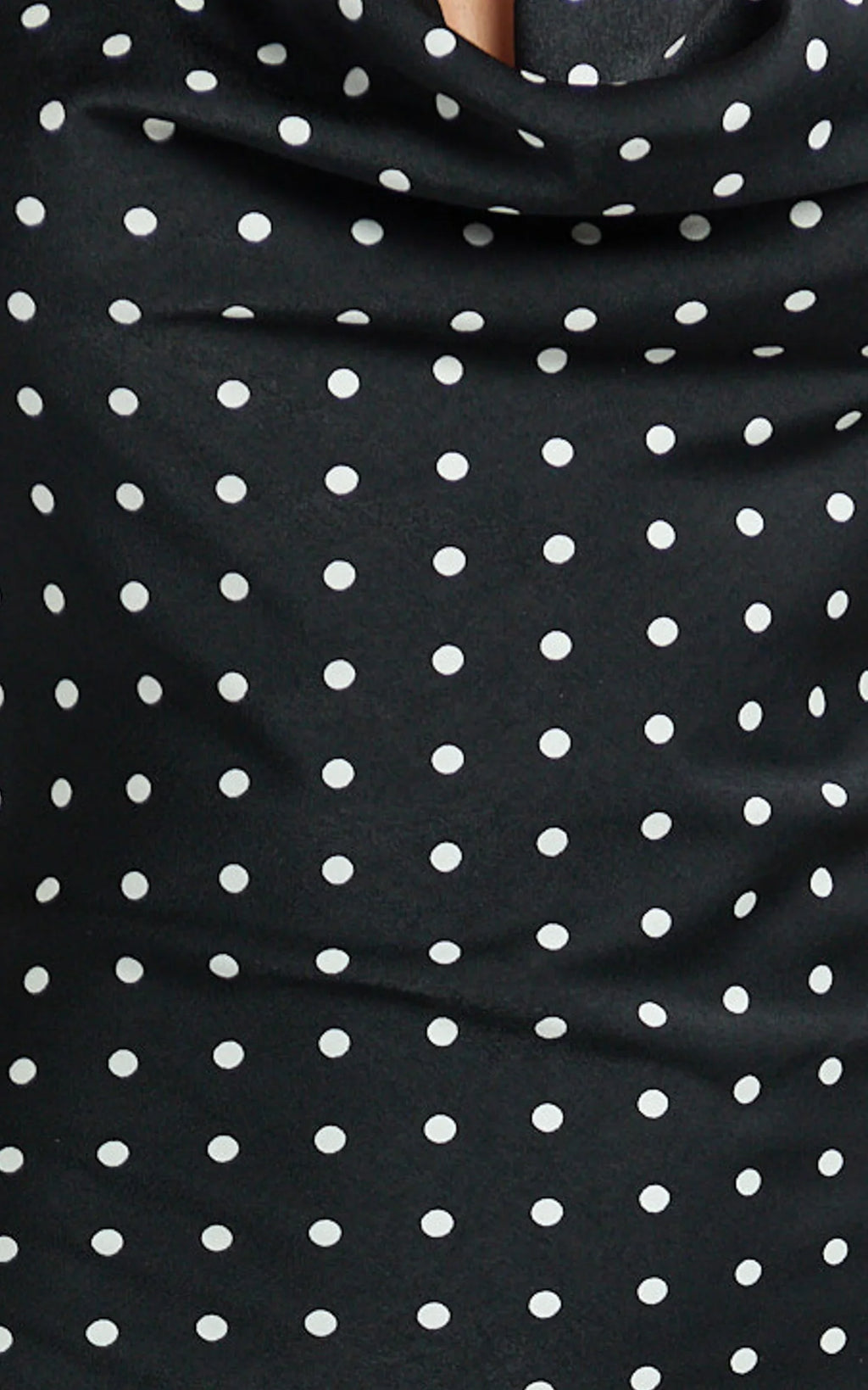 Blanca Midi Dress - Cowl Neck Bias Cut Dress in Black Polka Dot