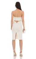 Strapless Midi Dress in White