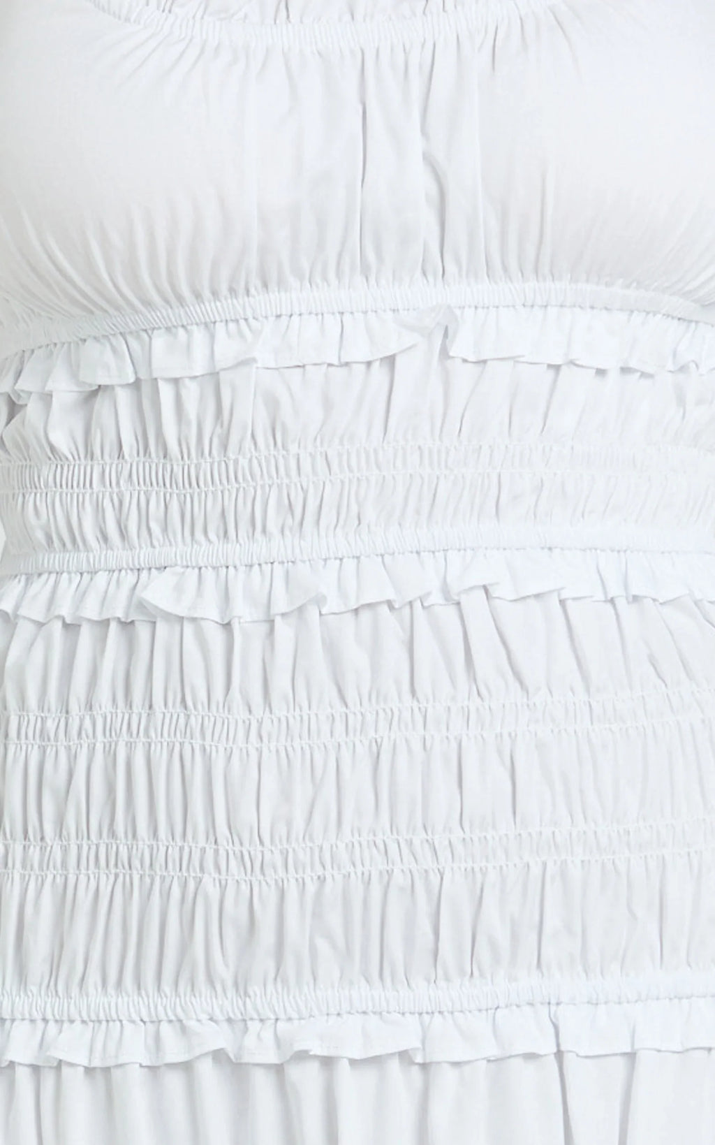 Cami Midi Dress - Rushed Bodice Dress in White