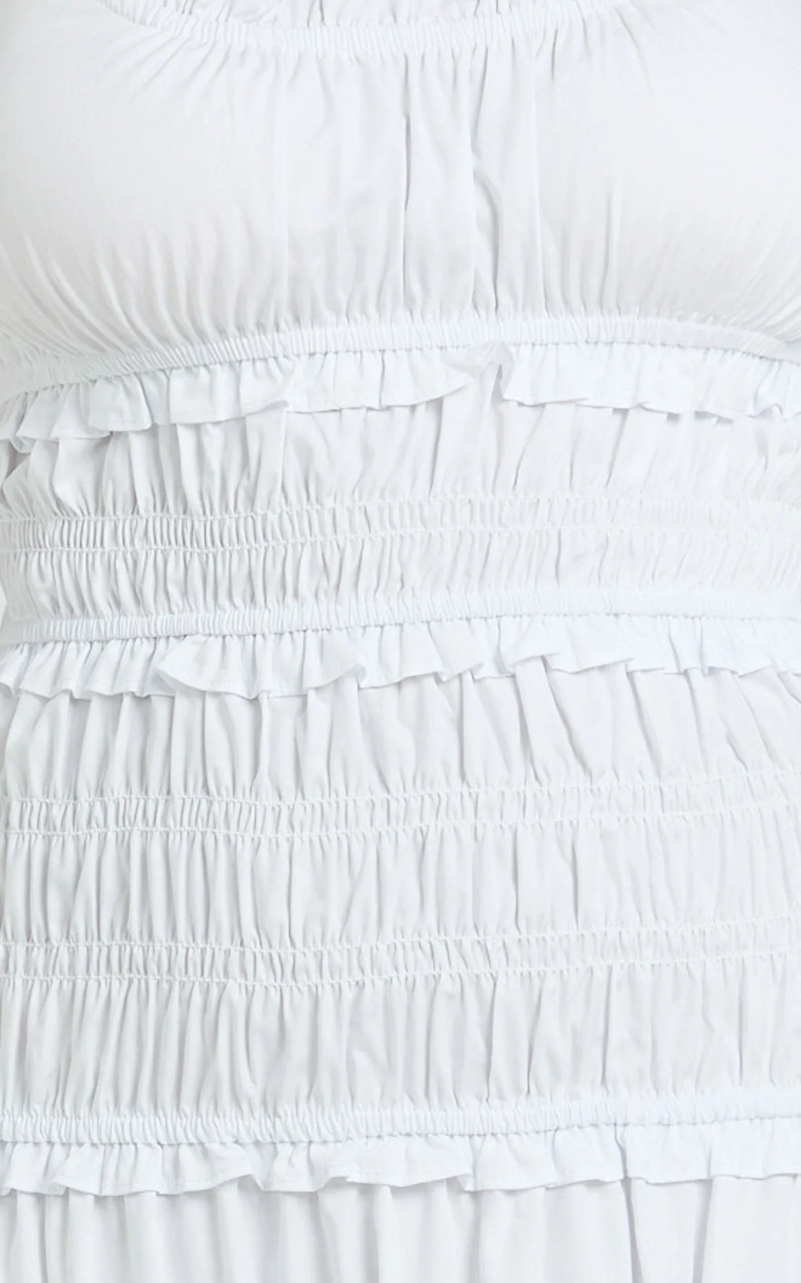 Cami Midi Dress - Rushed Bodice Dress in White