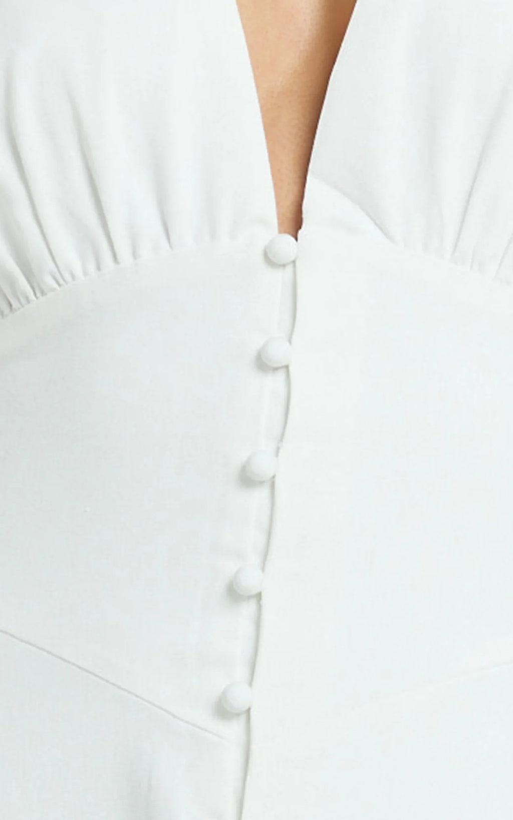 Beata Midi Dress - Plunge Halter A Line Dress in White