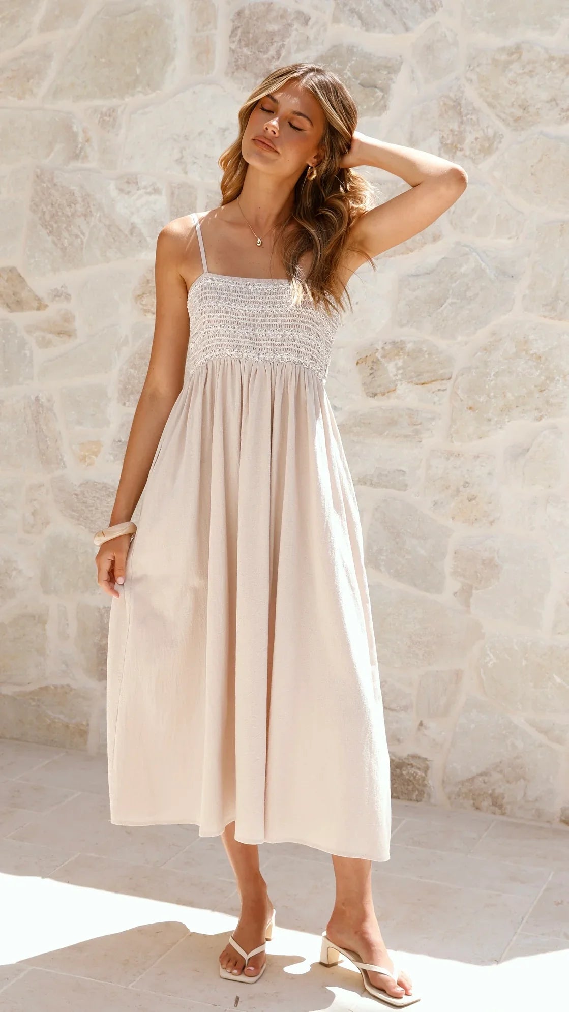 Kinsley Midi Dress - Beige