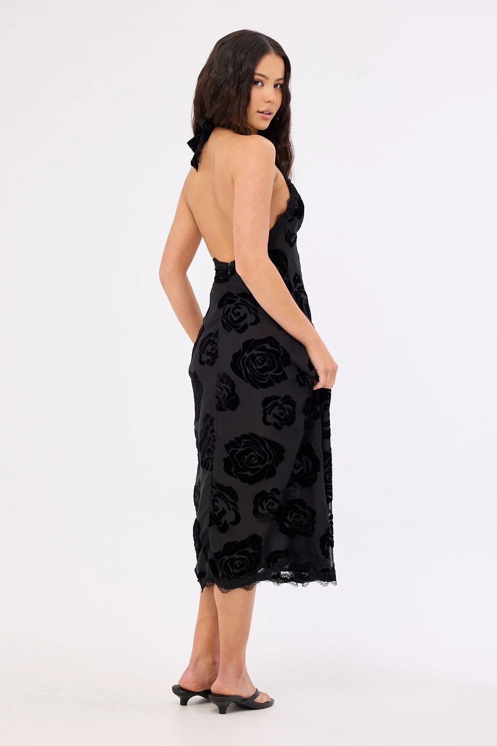 Lioness Stars Align Midi Dress Burnt Noir Rose