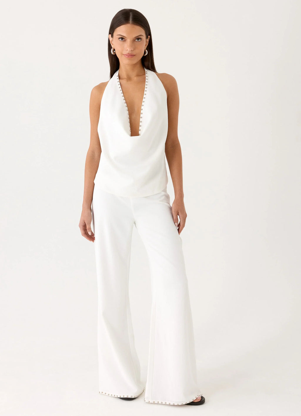 Ashika Studded Pants - White
