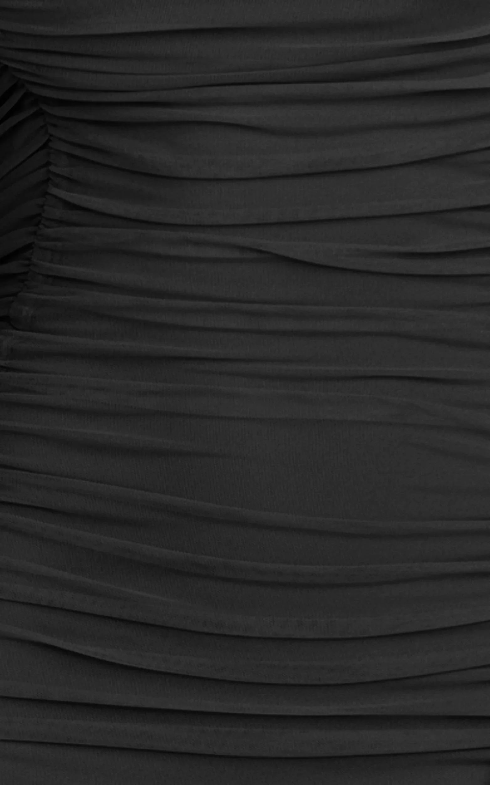 Marguerite Maxi Dress - Strapless Ruched Mesh High Leg Split Dress in Black