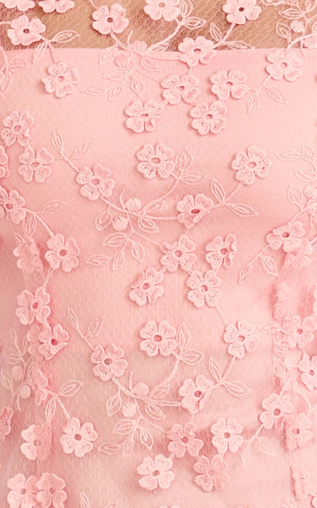 Hazel Midi Dress - 3D Flower Net Bodycon Dress in Pink