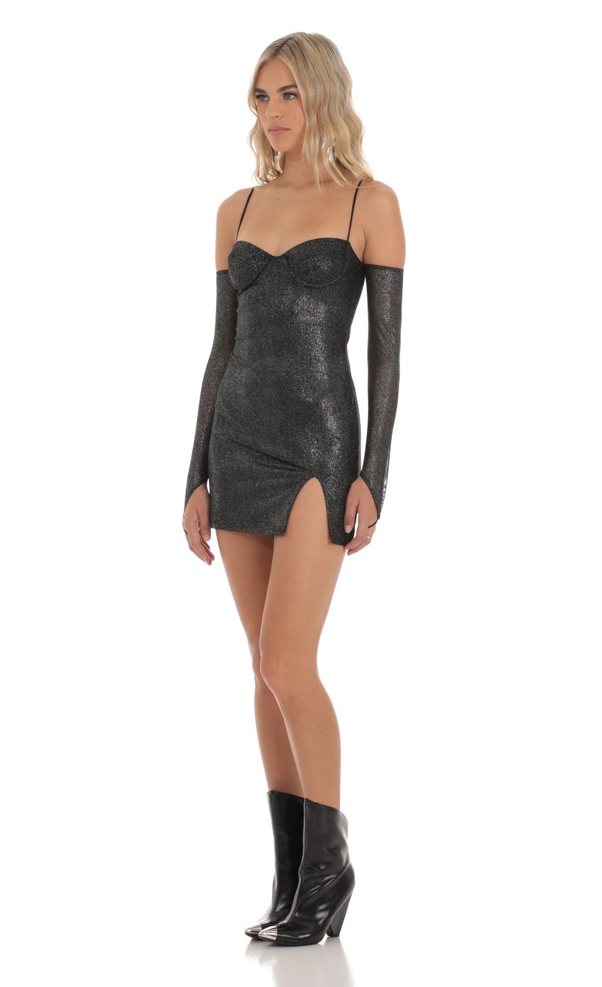 Shimmer Bodycon Dress in Black