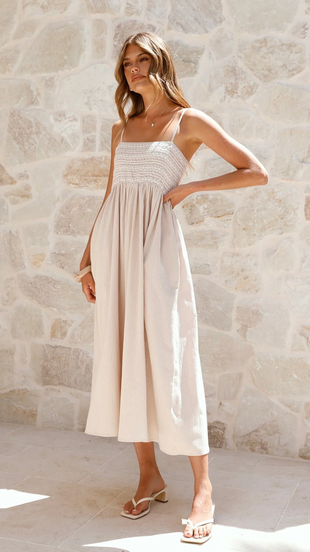 Kinsley Midi Dress - Beige