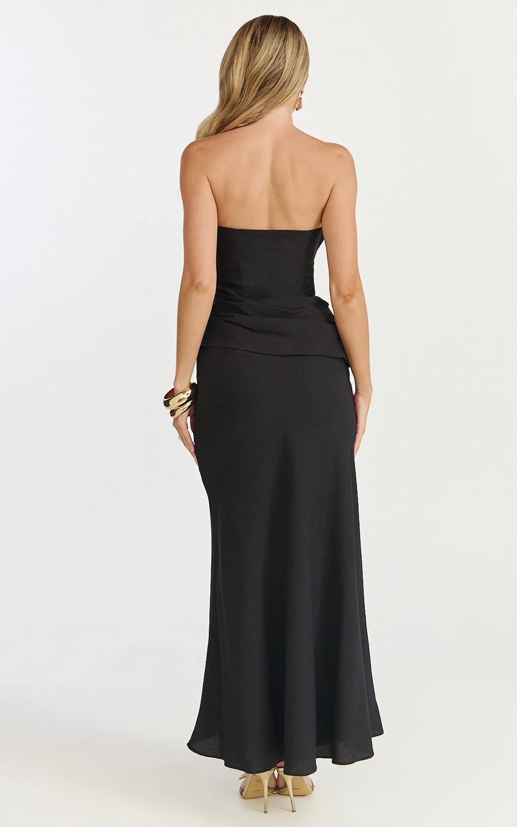 Lottie Midi Dress - Strapless Dress in Black