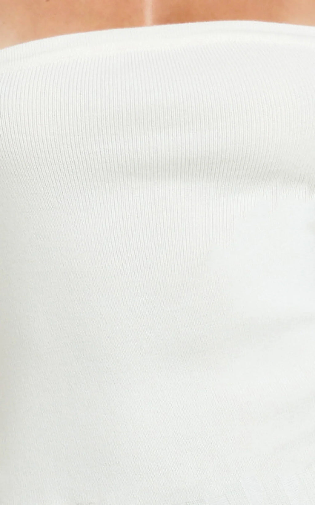 Paris Midi Dress - Strapless Drop Waist Pleated Knit Dress in White