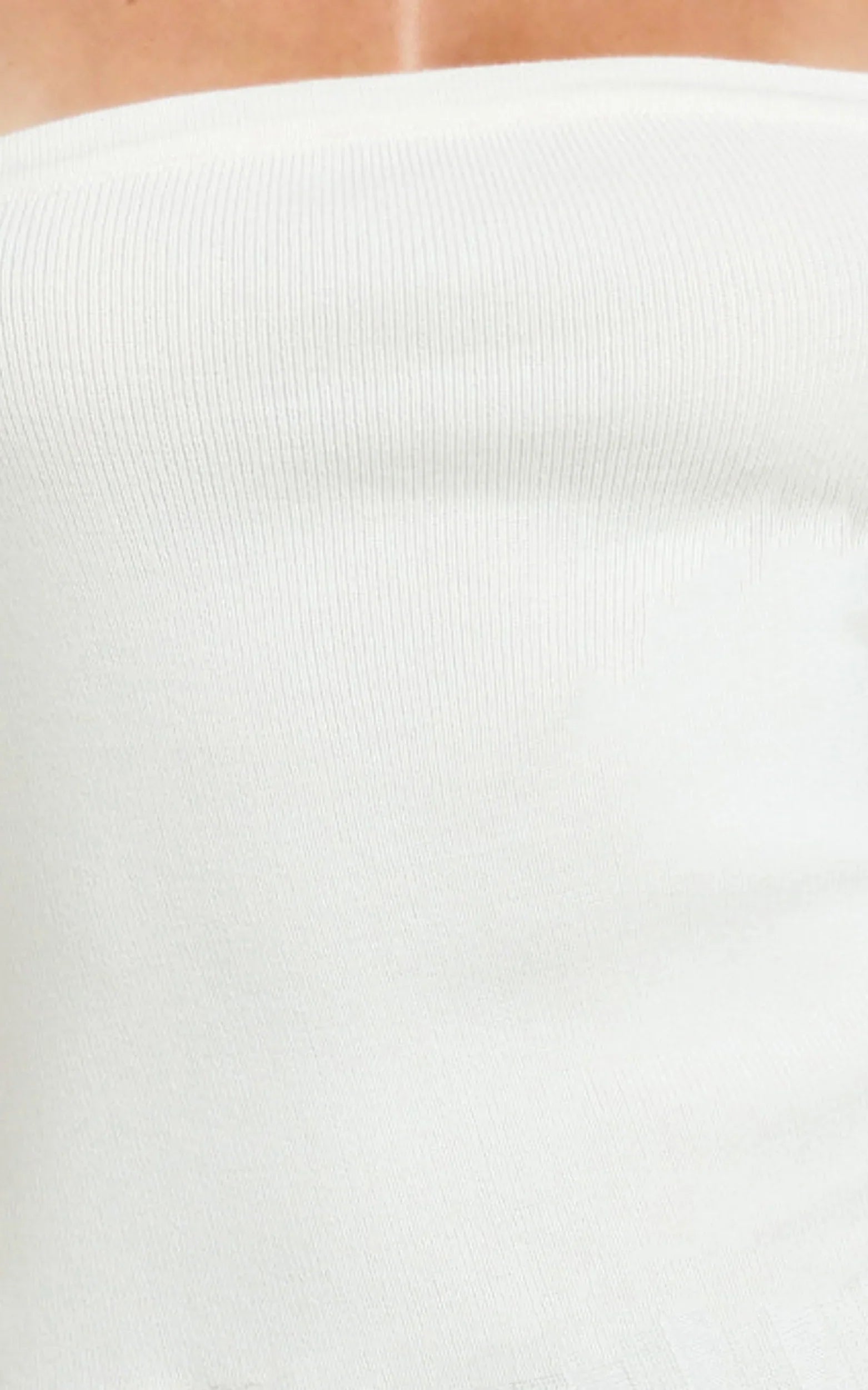 Paris Midi Dress - Strapless Drop Waist Pleated Knit Dress in White