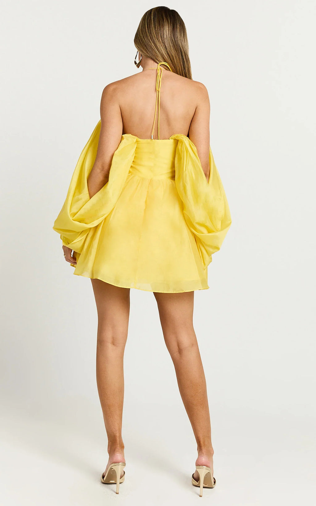 Amalie The Label - Thalia Sweetheart Off Shoulder Mini Dress - In Yellow
