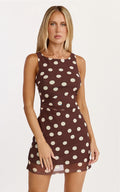 Goldie Mini Dress - High Neck Dress in Chocolate