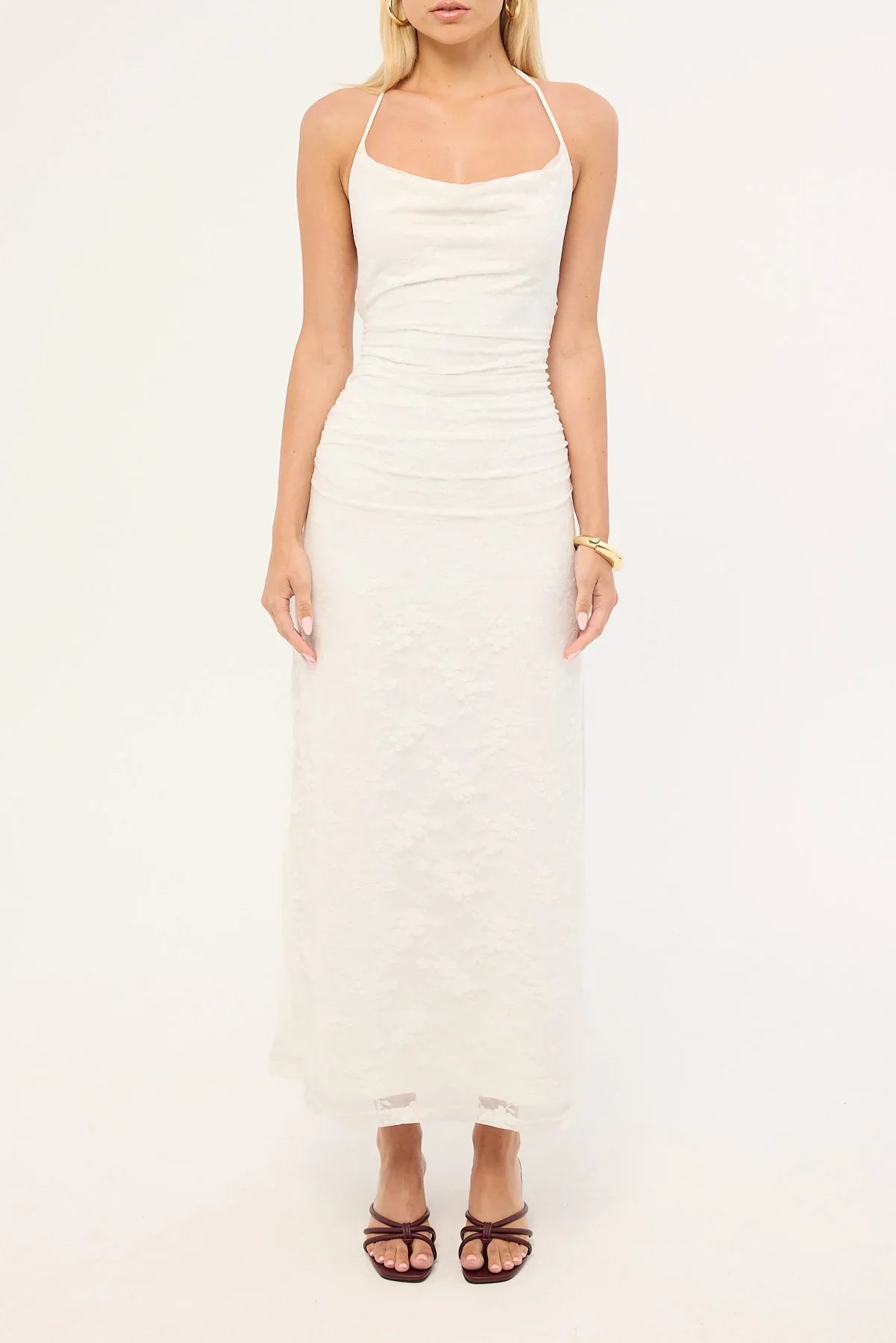 Luck & Trouble Celeste Lace Midi Dress White