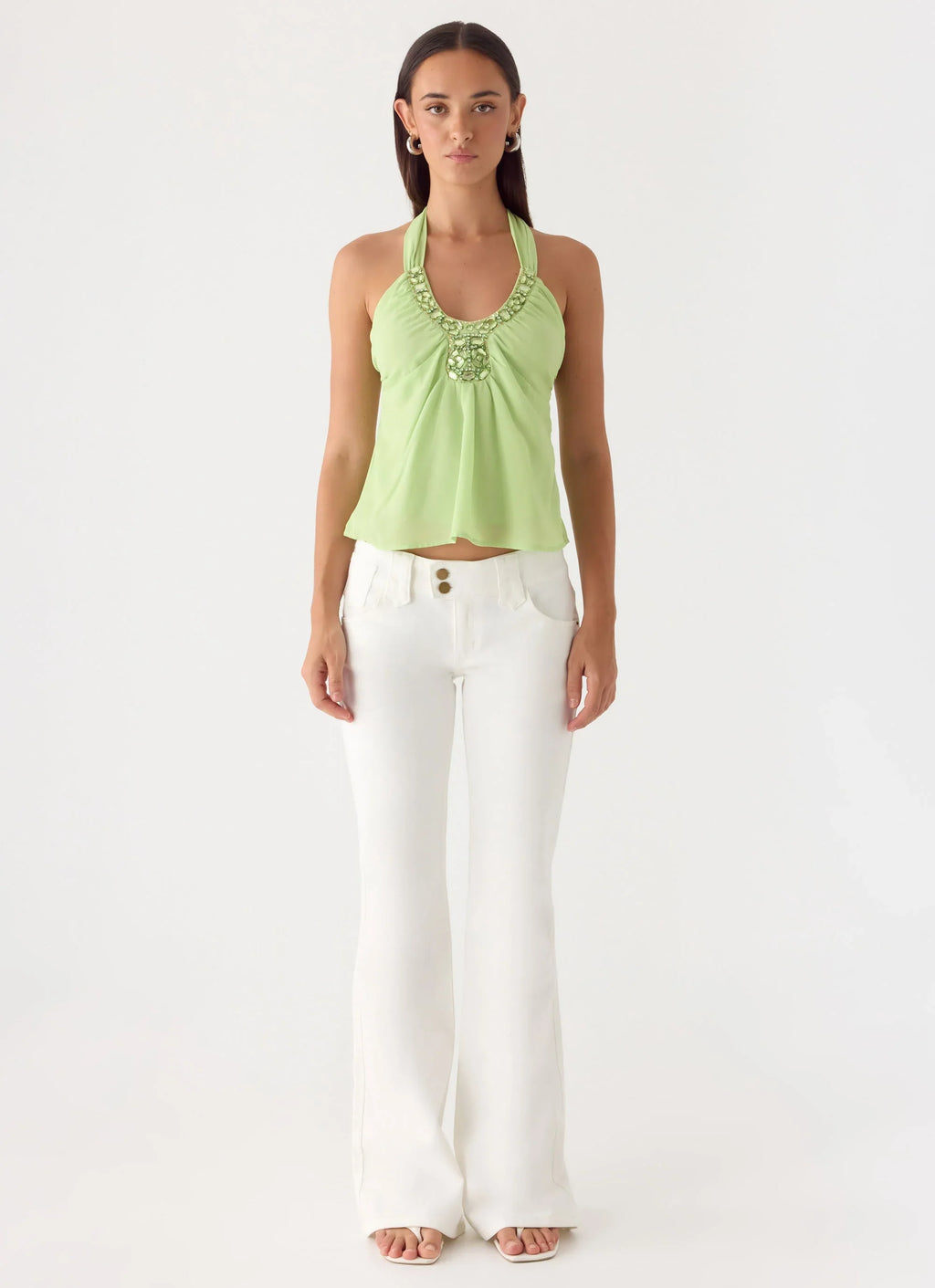Never Stop Me Embellished Top - Lime