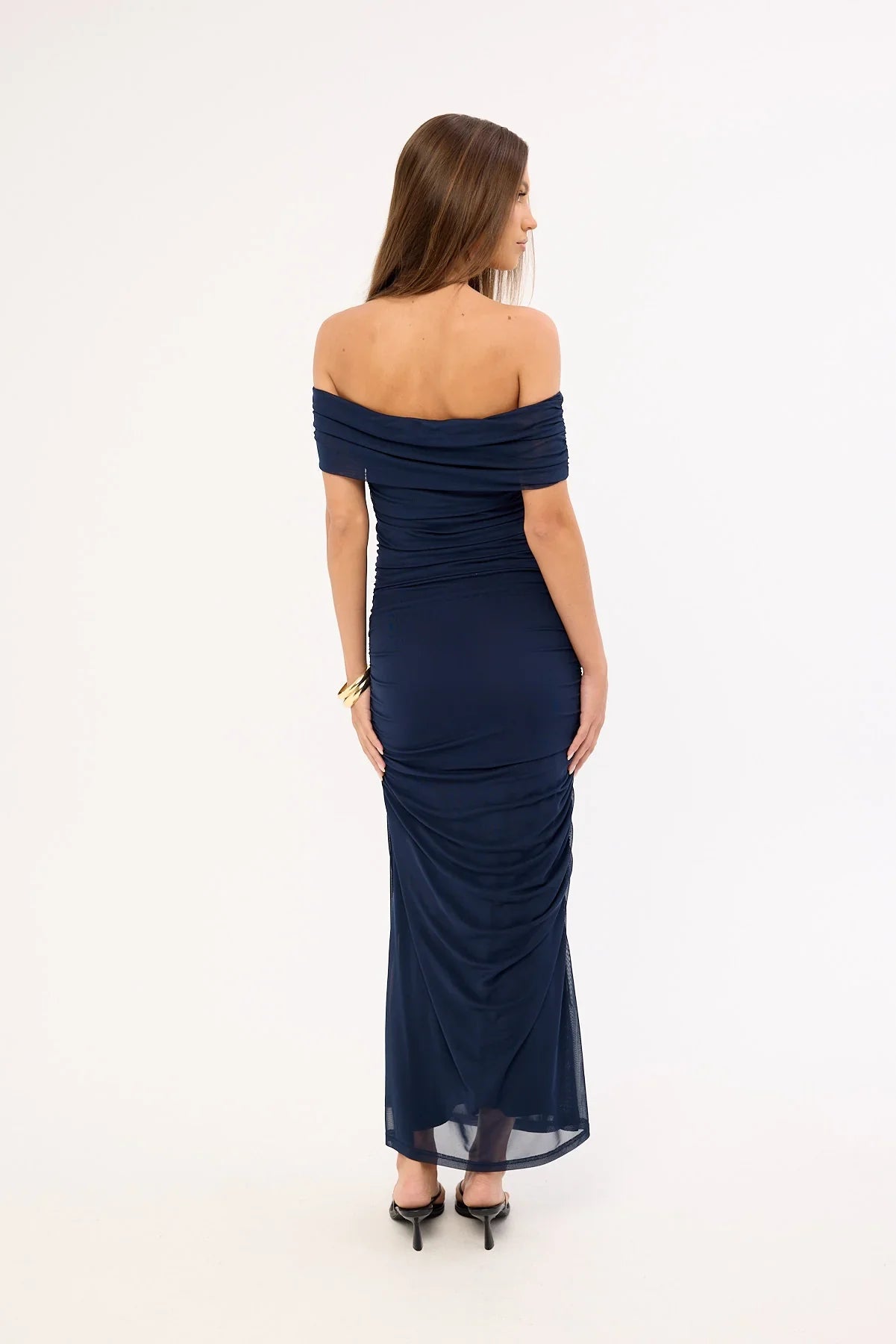 Luck & Trouble Millie Mesh Midi Dress Navy