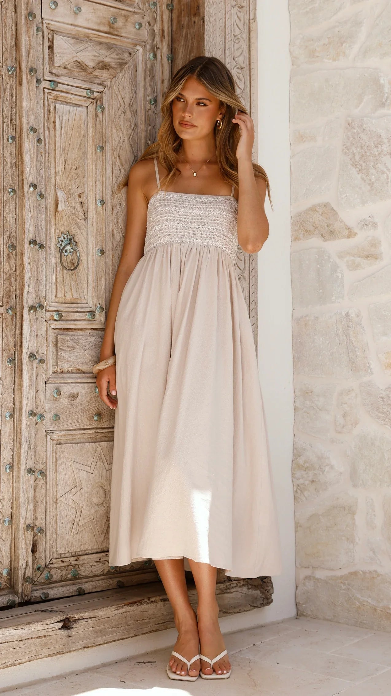 Kinsley Midi Dress - Beige