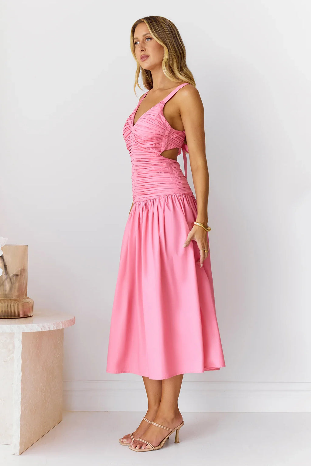 Sunny Vineyards Midi Dress Pink