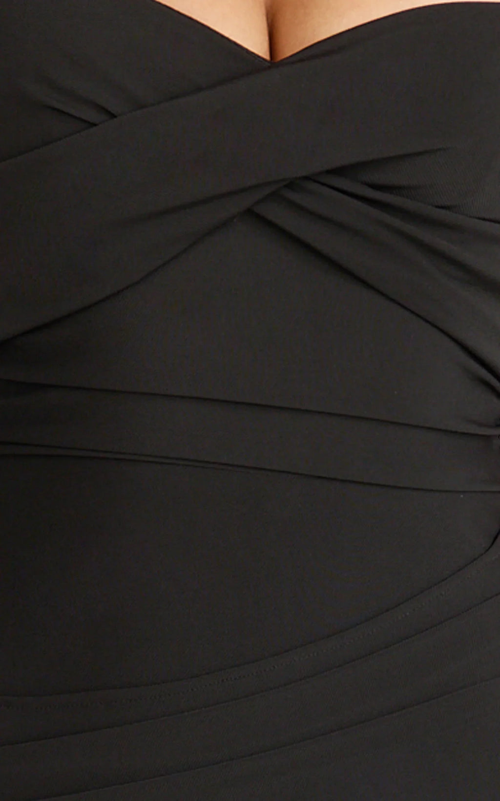 Roxanne Maxi Dress - Sweetheart Neck Gathered Bodycon Dress in Black