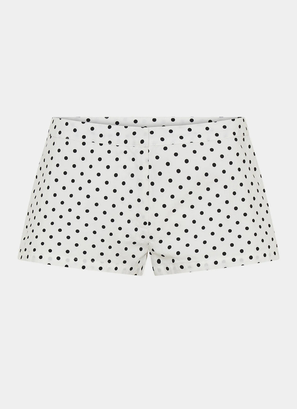 Coastline Cotton Micro Mini Shorts - White Polka Dot