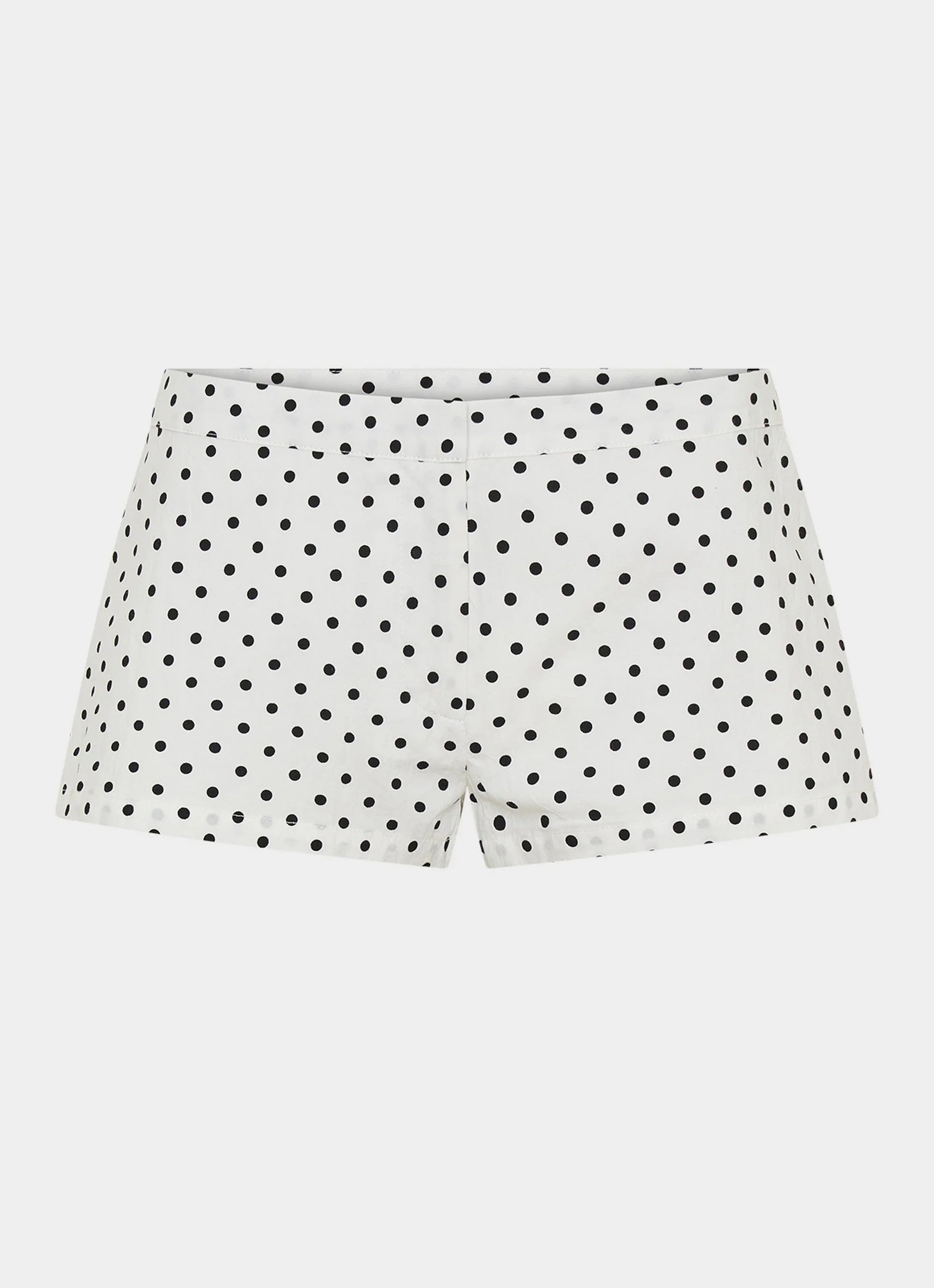 Coastline Cotton Micro Mini Shorts - White Polka Dot