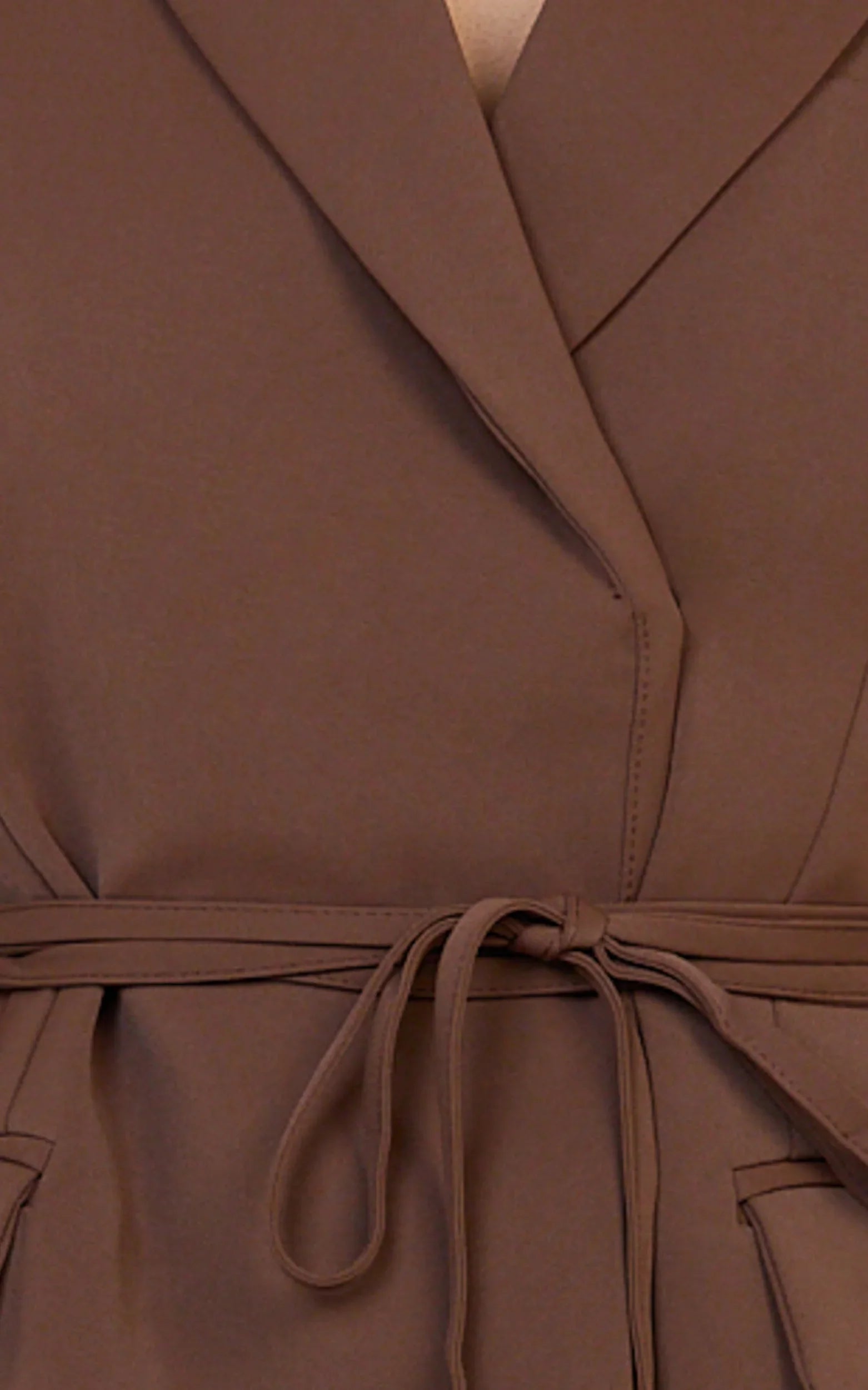 Harlee Mini Dress - Belted Cinch Waist Blazer Dress in Mocha