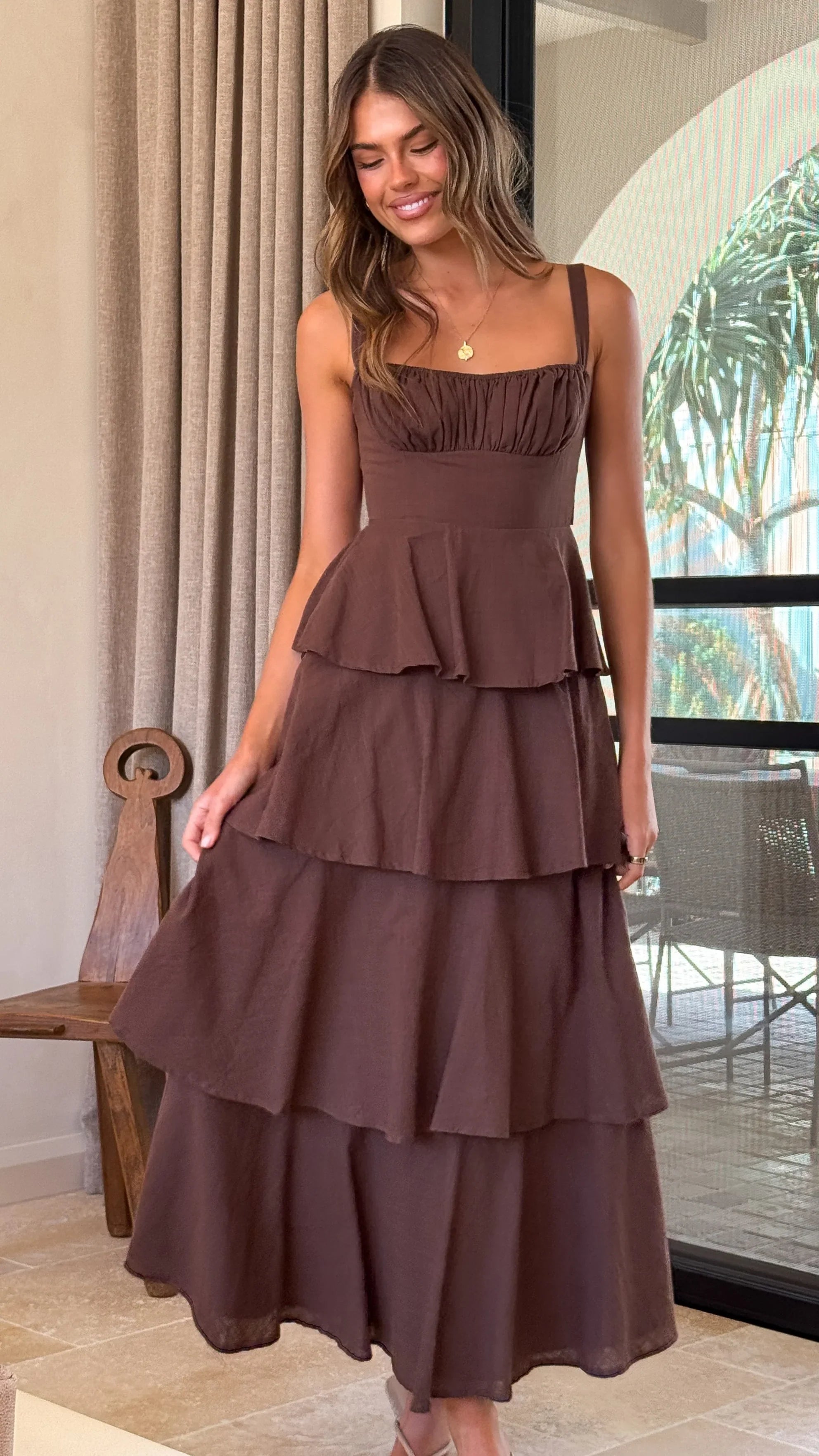 Odilia Maxi Dress - Chocolate