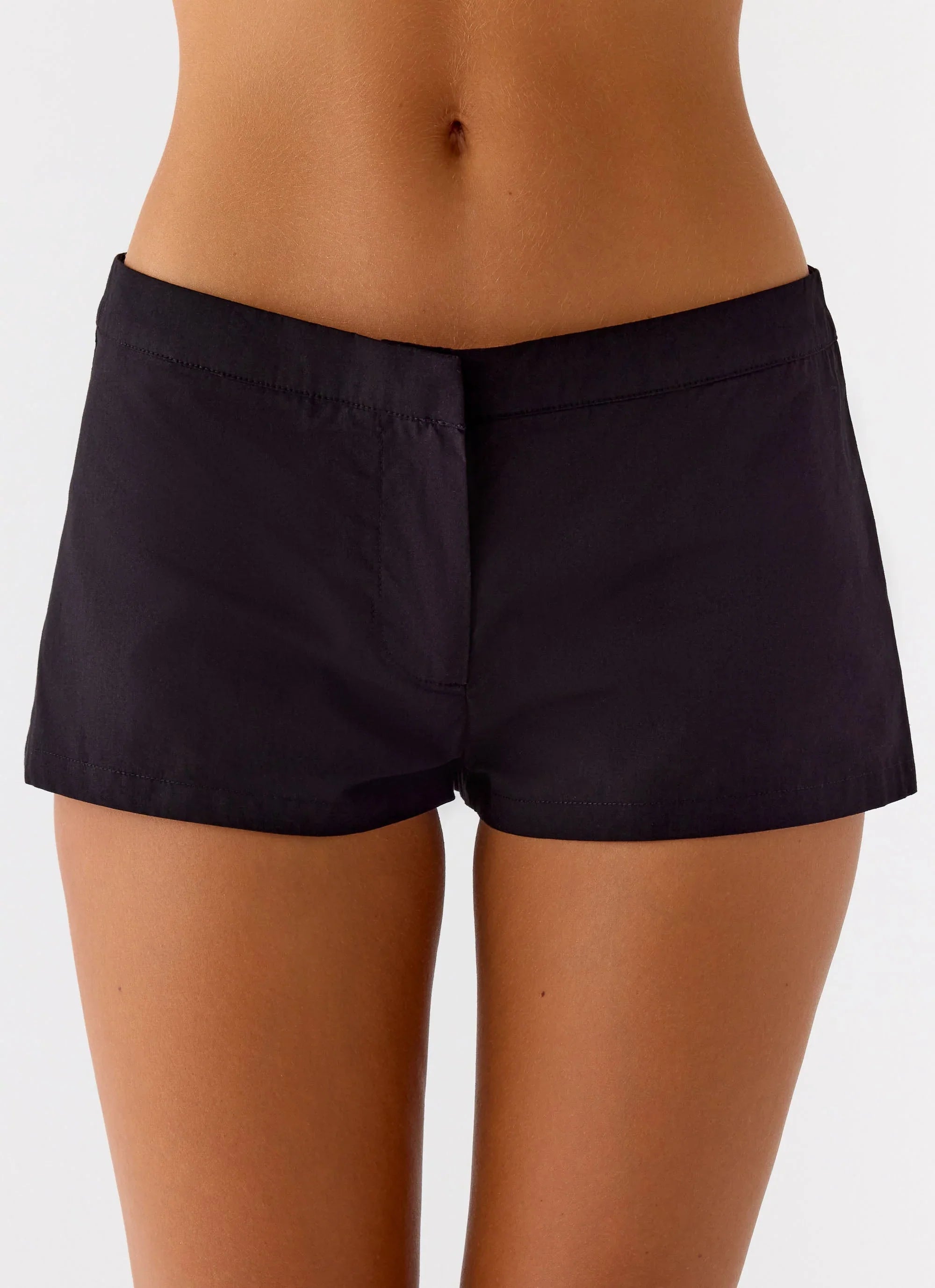 Coastline Cotton Micro Mini Shorts - Black