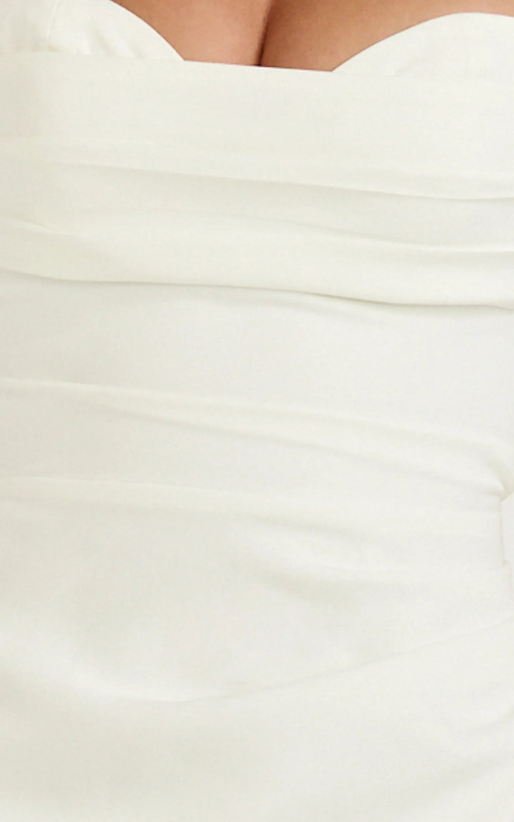Kenna Midi Dress - Gathered Bust Tucked Waist Dress in Off White