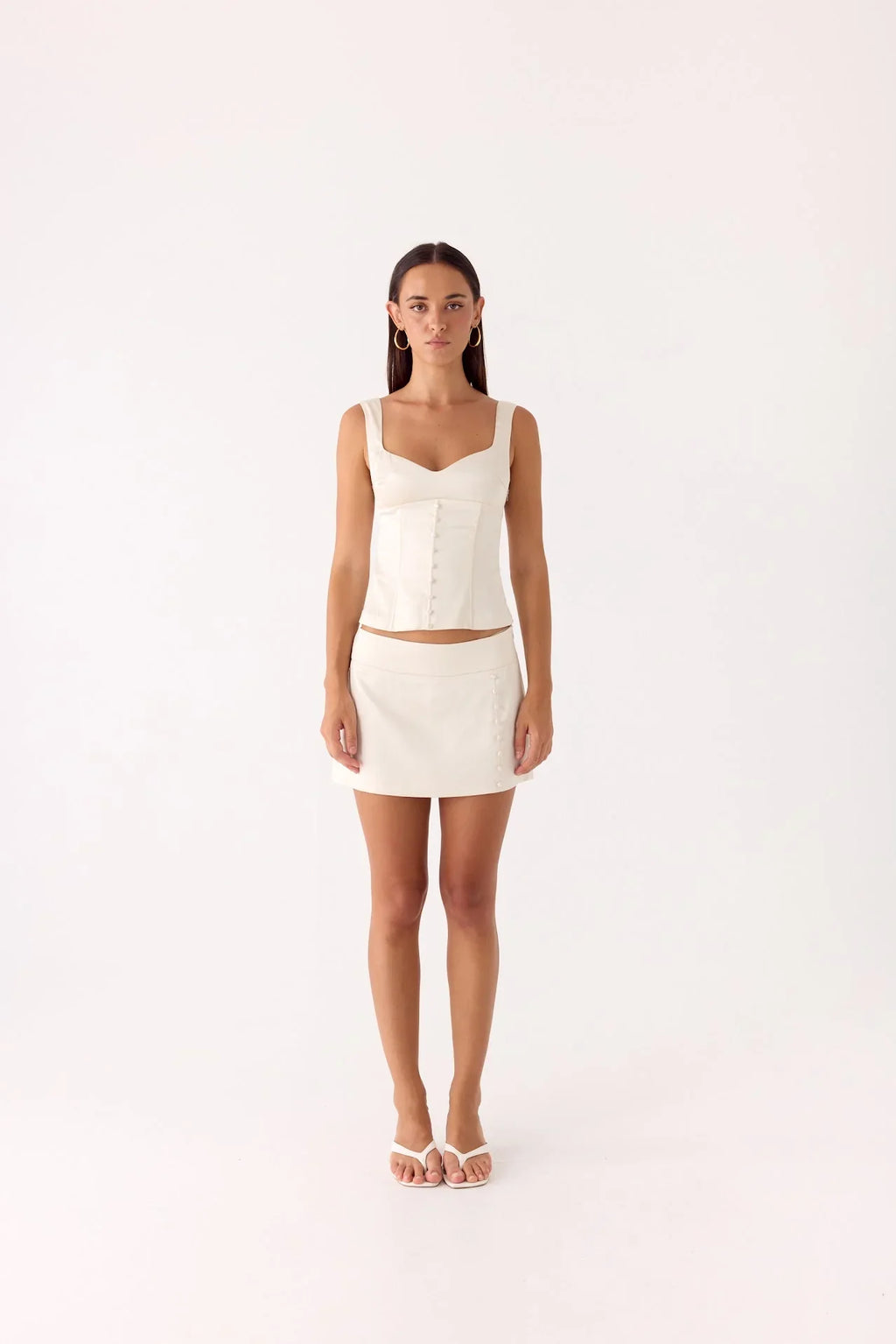 Posy Satin Top - Ivory