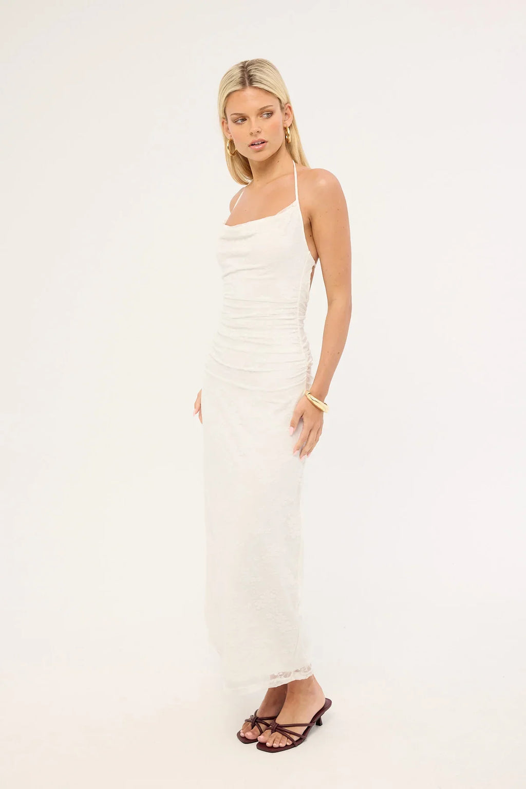 Luck & Trouble Celeste Lace Midi Dress White