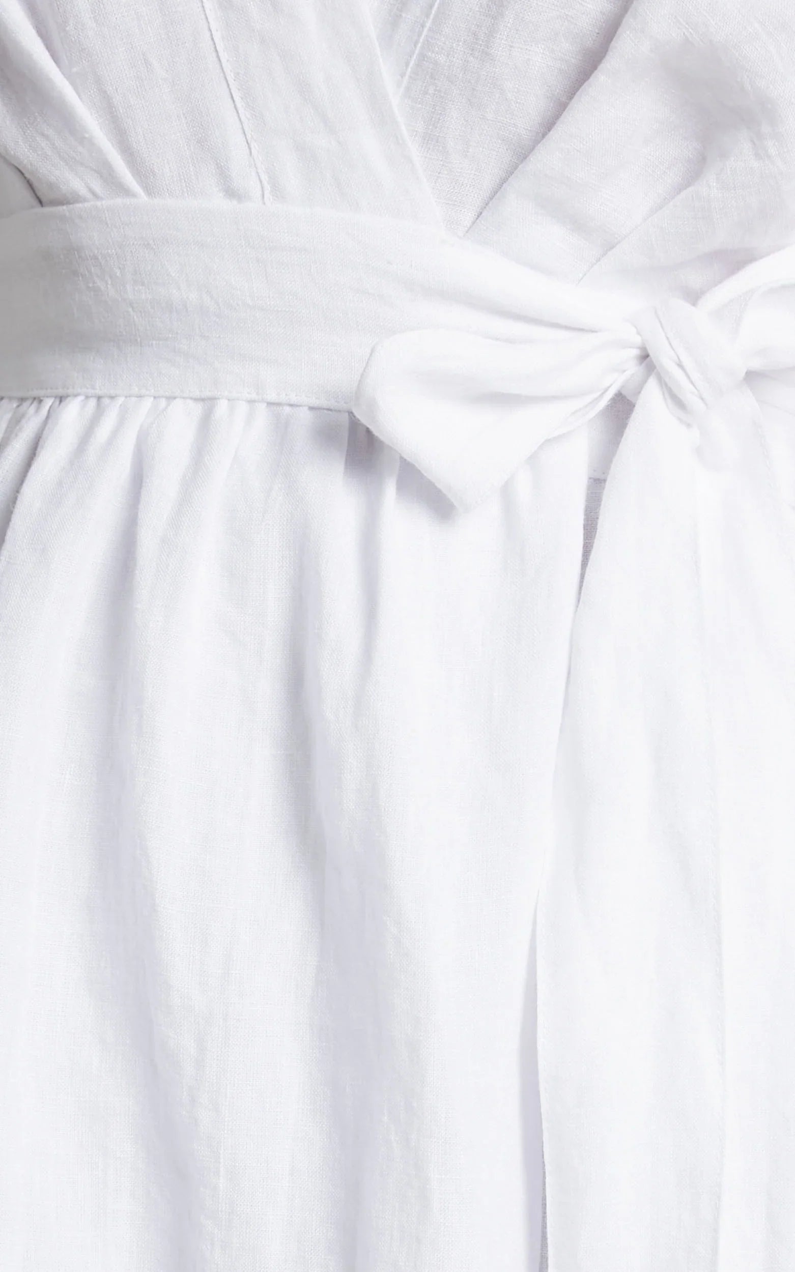 Amalie The Label - Franc Linen Puff Sleeve Wrap Midi Linen Dress - In White