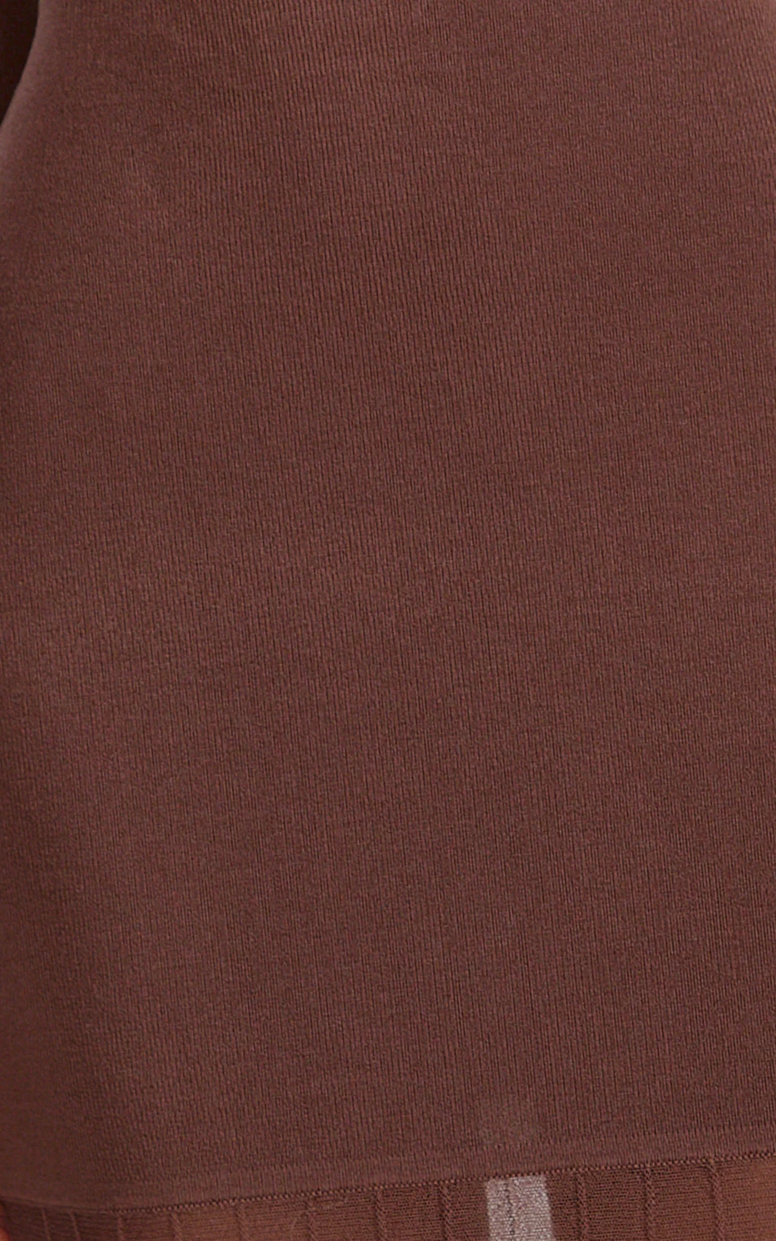 Delphine Maxi Dress - Long Sleeve Knit Sheer Pleated Skirt Maxi Dress in Chocolate