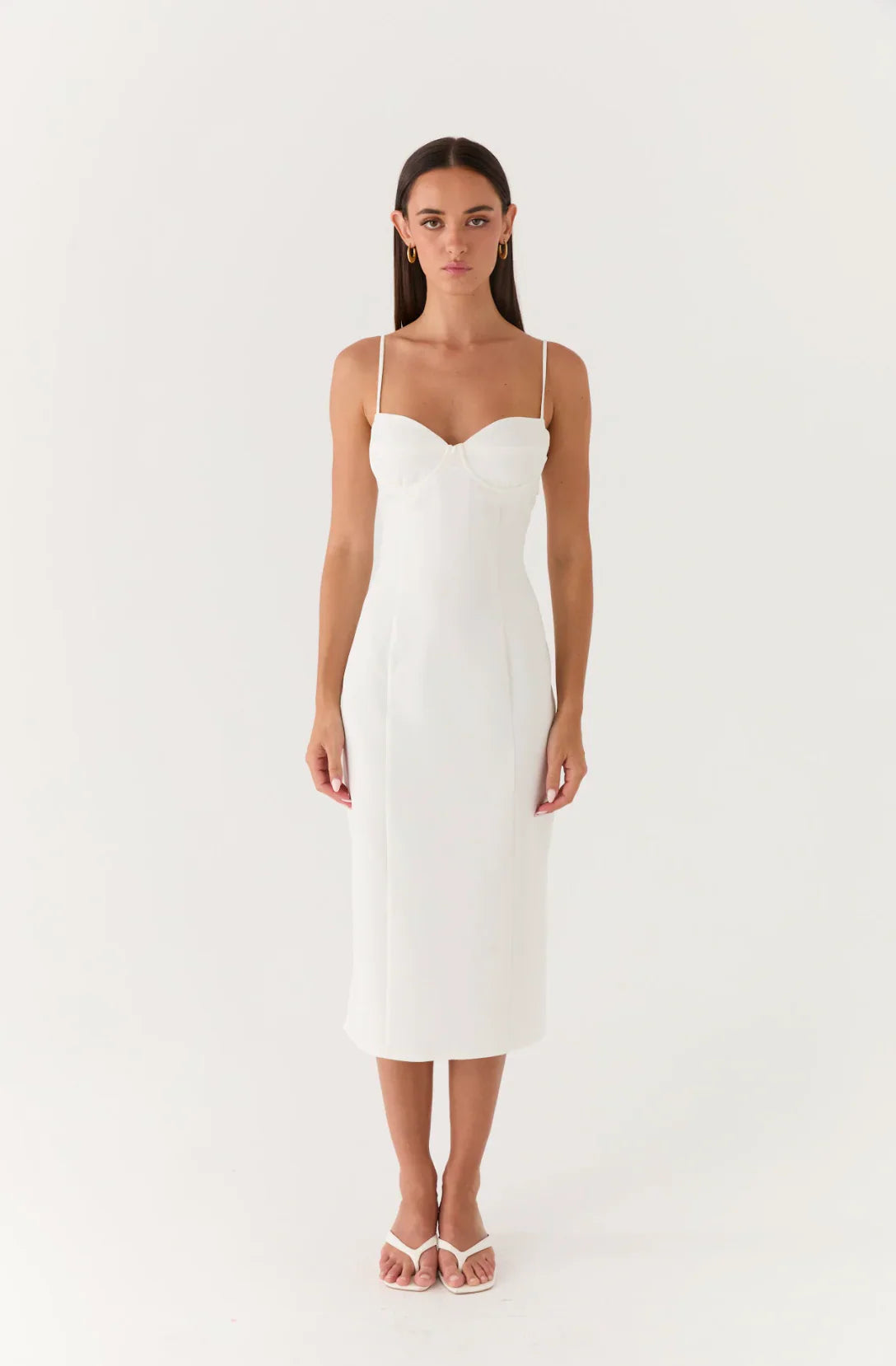 Asling Bustier Midi Dress - White