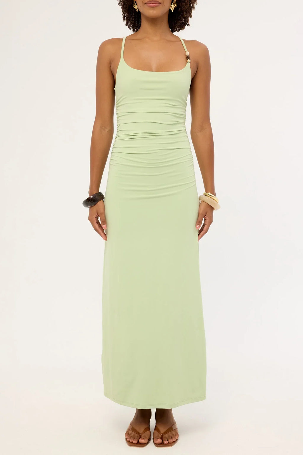 Luck & Trouble Sol Beaded Midi Dress Pistachio