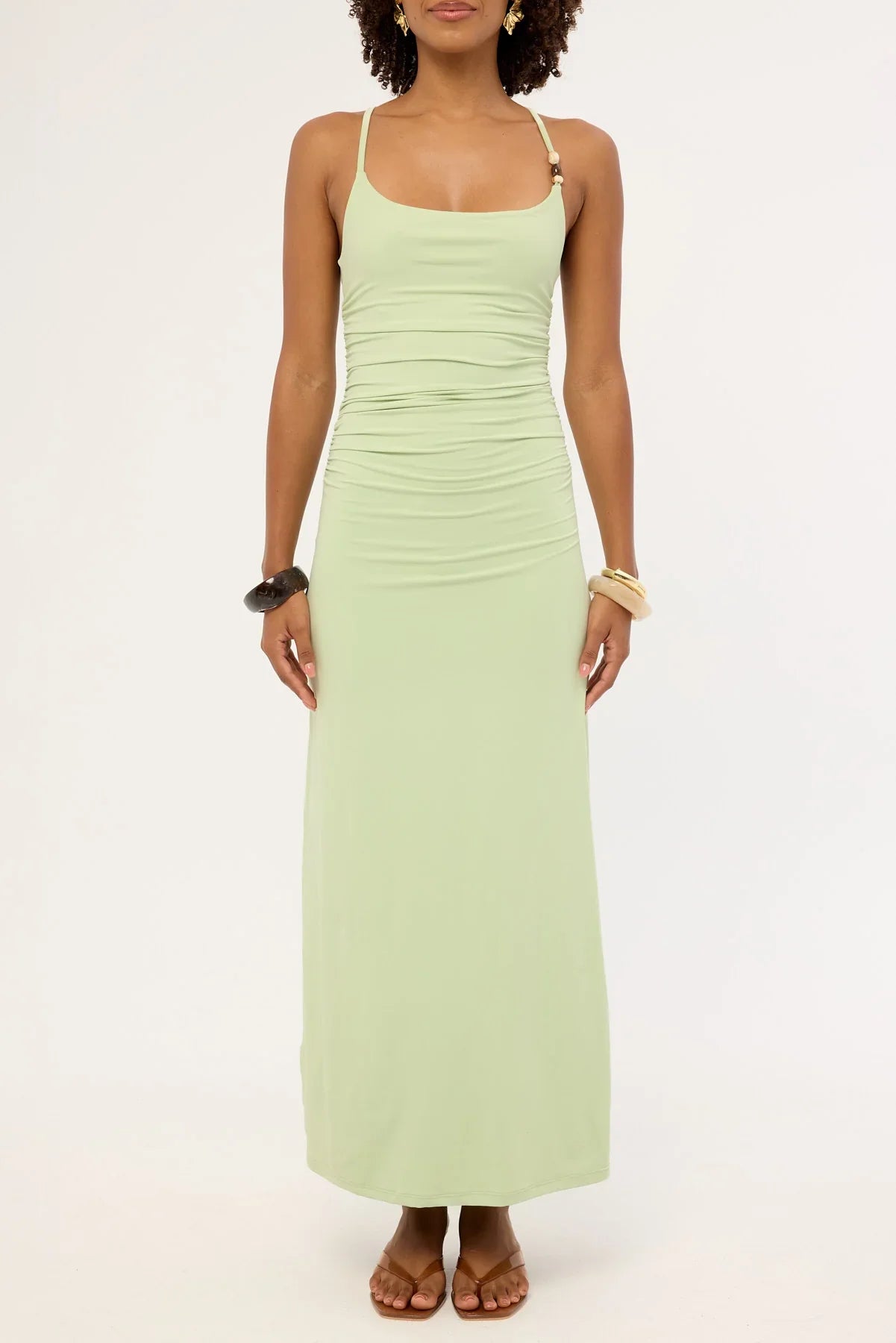 Luck & Trouble Sol Beaded Midi Dress Pistachio