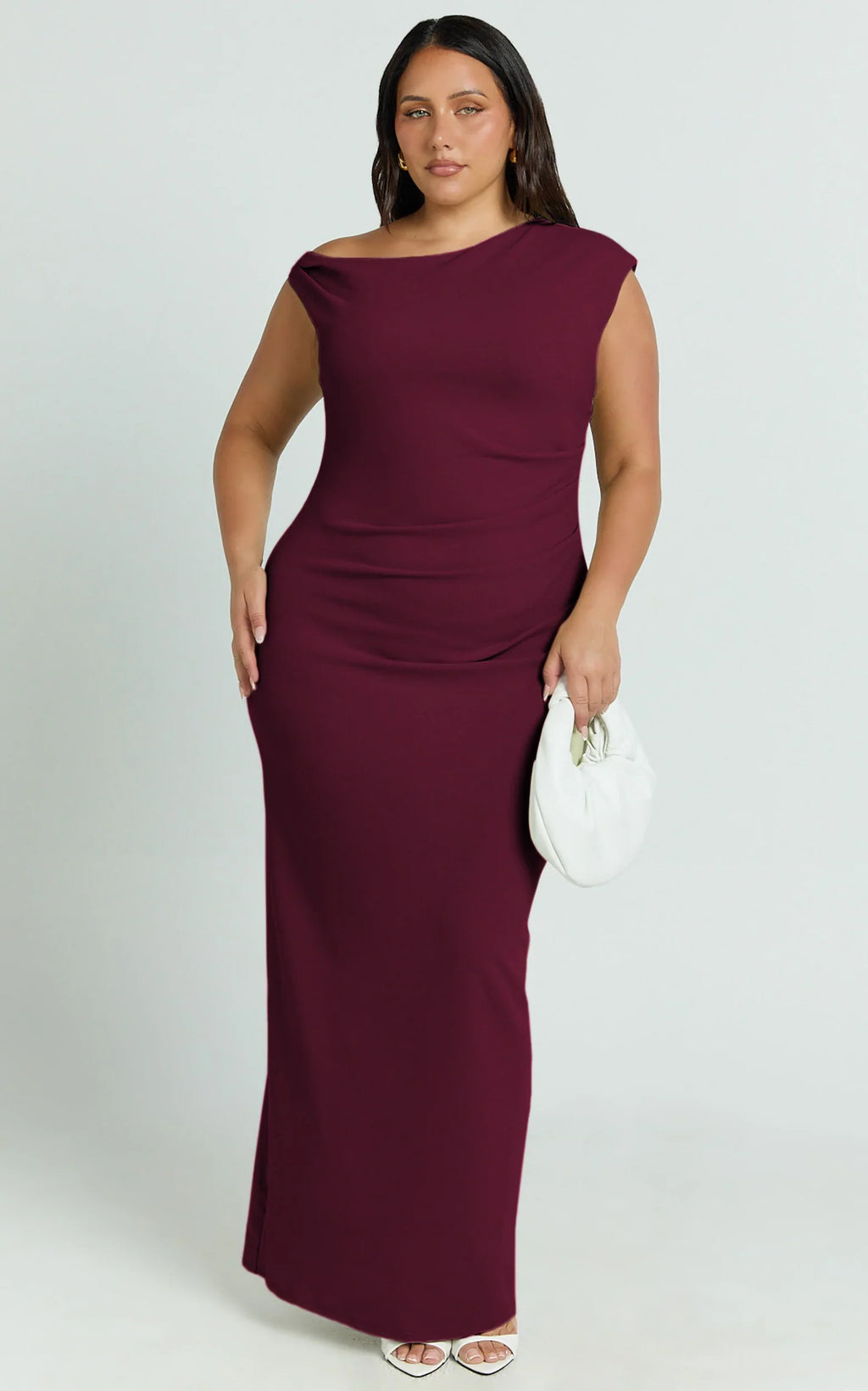Genie Maxi Dress - Off The Shoulder Dress in Wine