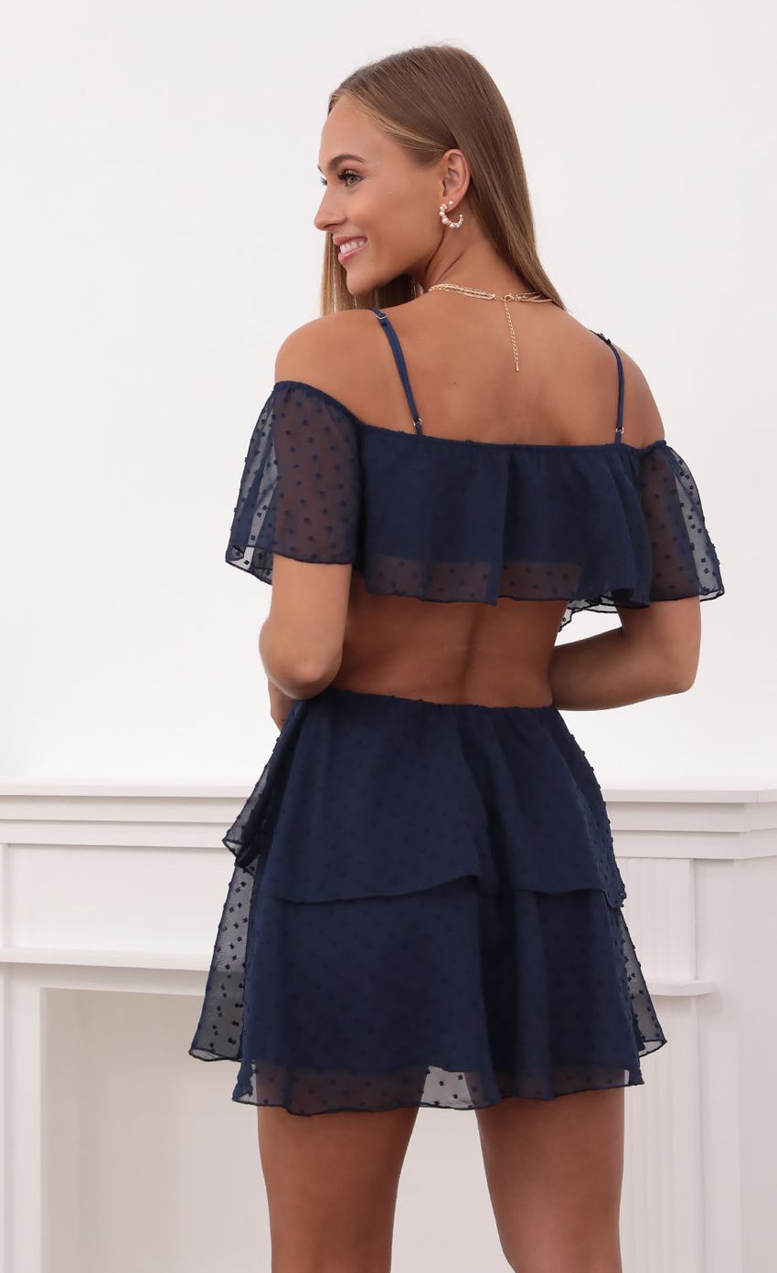 Mesh Cutout Dress in Navy