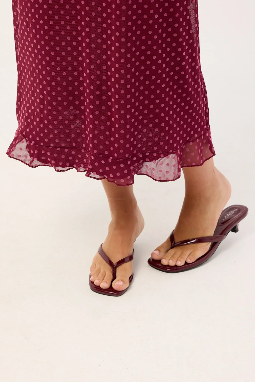 Motel Gabriella Midi Dress Basic Polka Flock Berry
