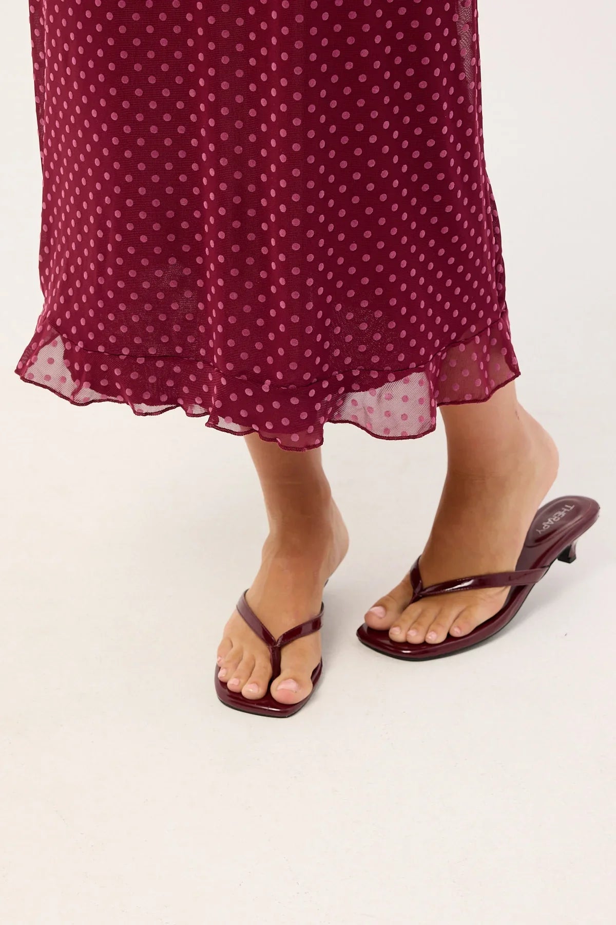 Motel Gabriella Midi Dress Basic Polka Flock Berry