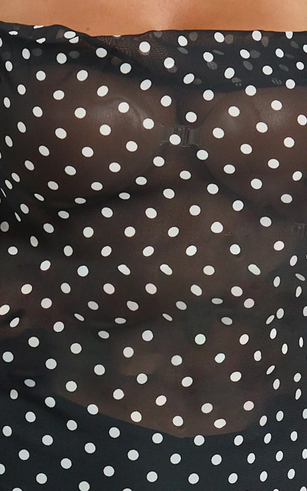 Dalton Maxi Dress - Cowl Neck Tie Back Dress in Black/White Polkadot
